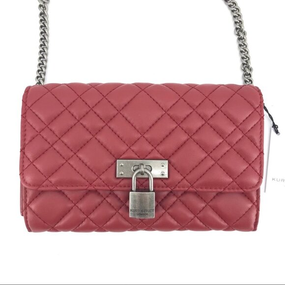 Kurt Geiger Red Leather Crossbody Wallet | Turn Lock Closure - Picture 3 of 9